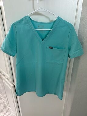 Figs Bright Teal V-Neck Scrub Top